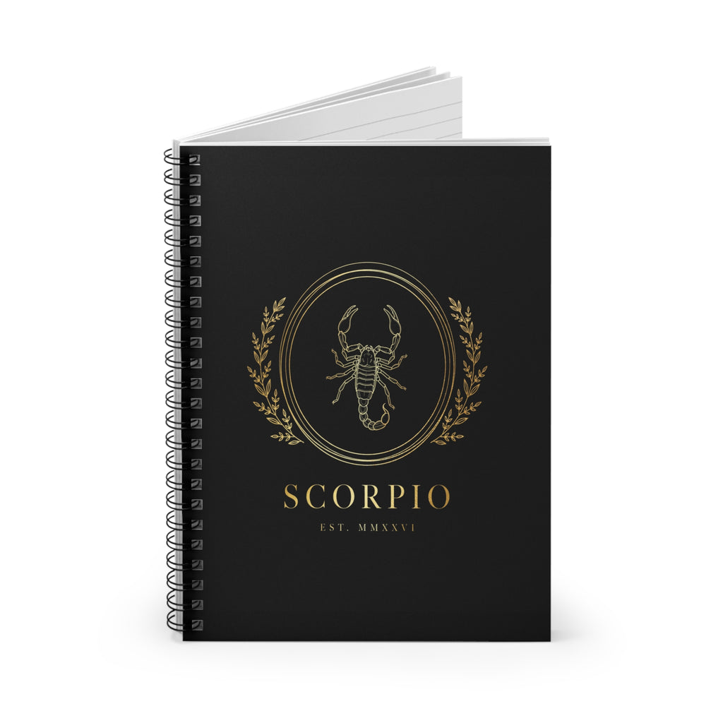 Scorpio Luxe Crest — Gold Line Zodiac Notebook