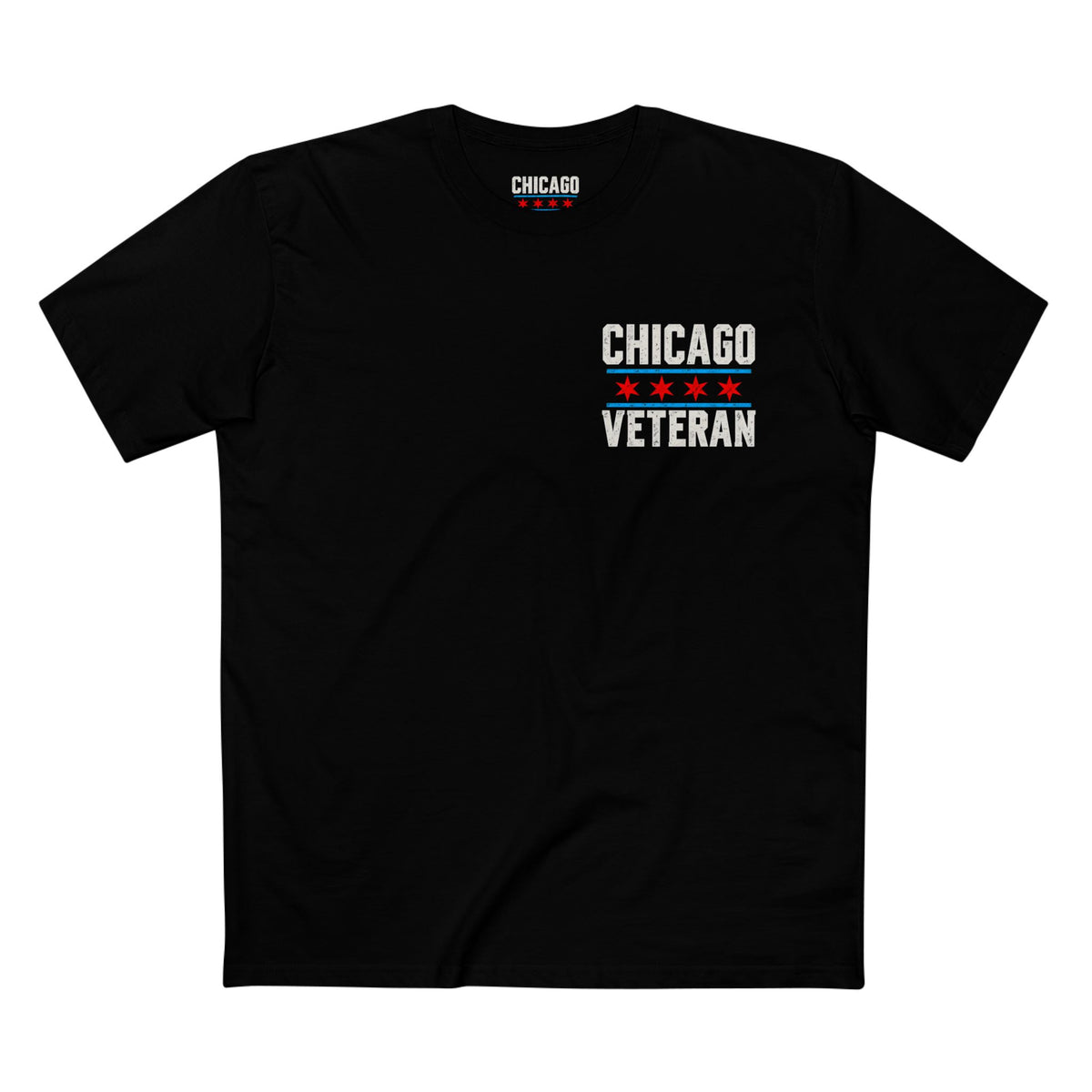 Chicago Veteran — Never Fold | Small Front Staple Tee