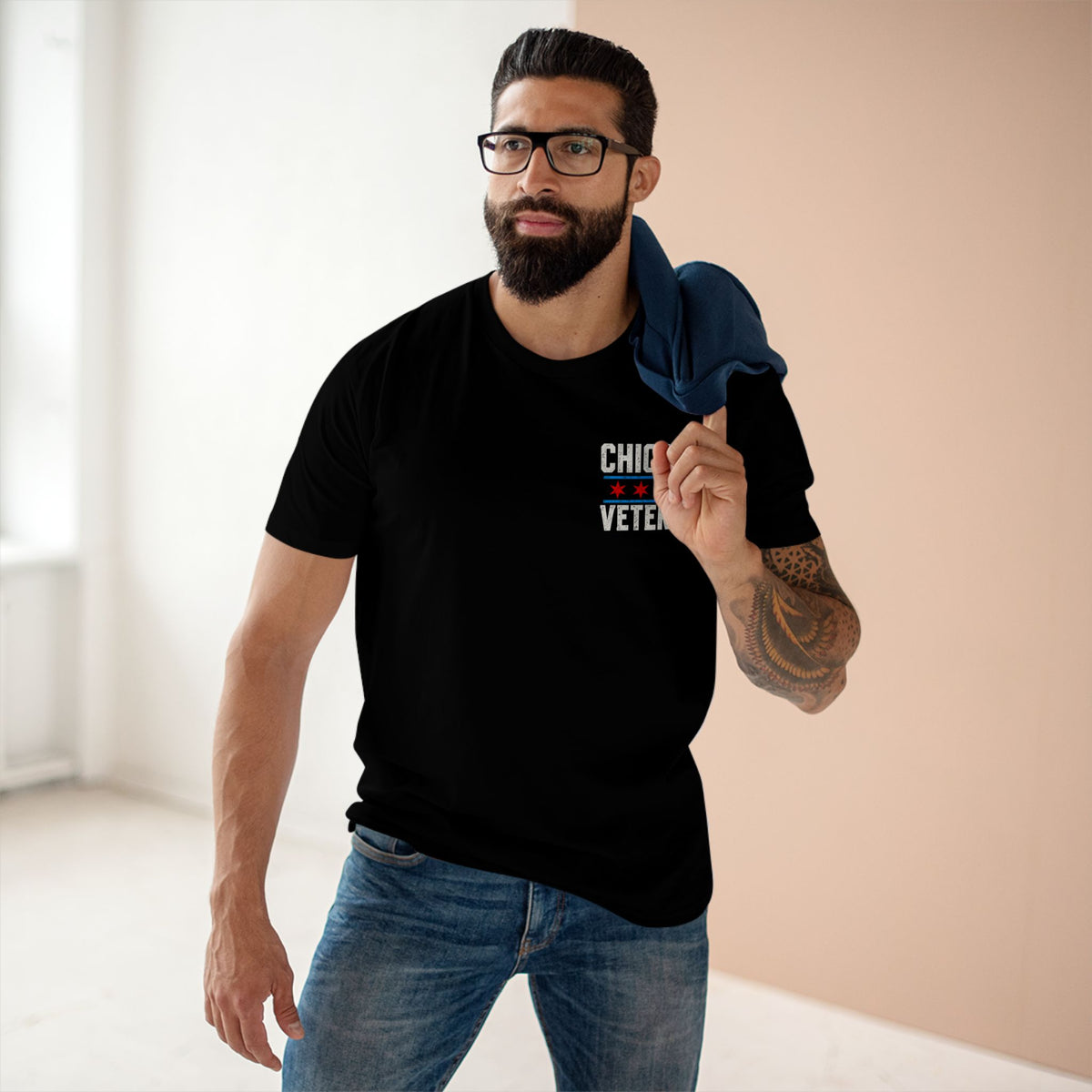 Chicago Veteran — Never Fold | Small Front Staple Tee