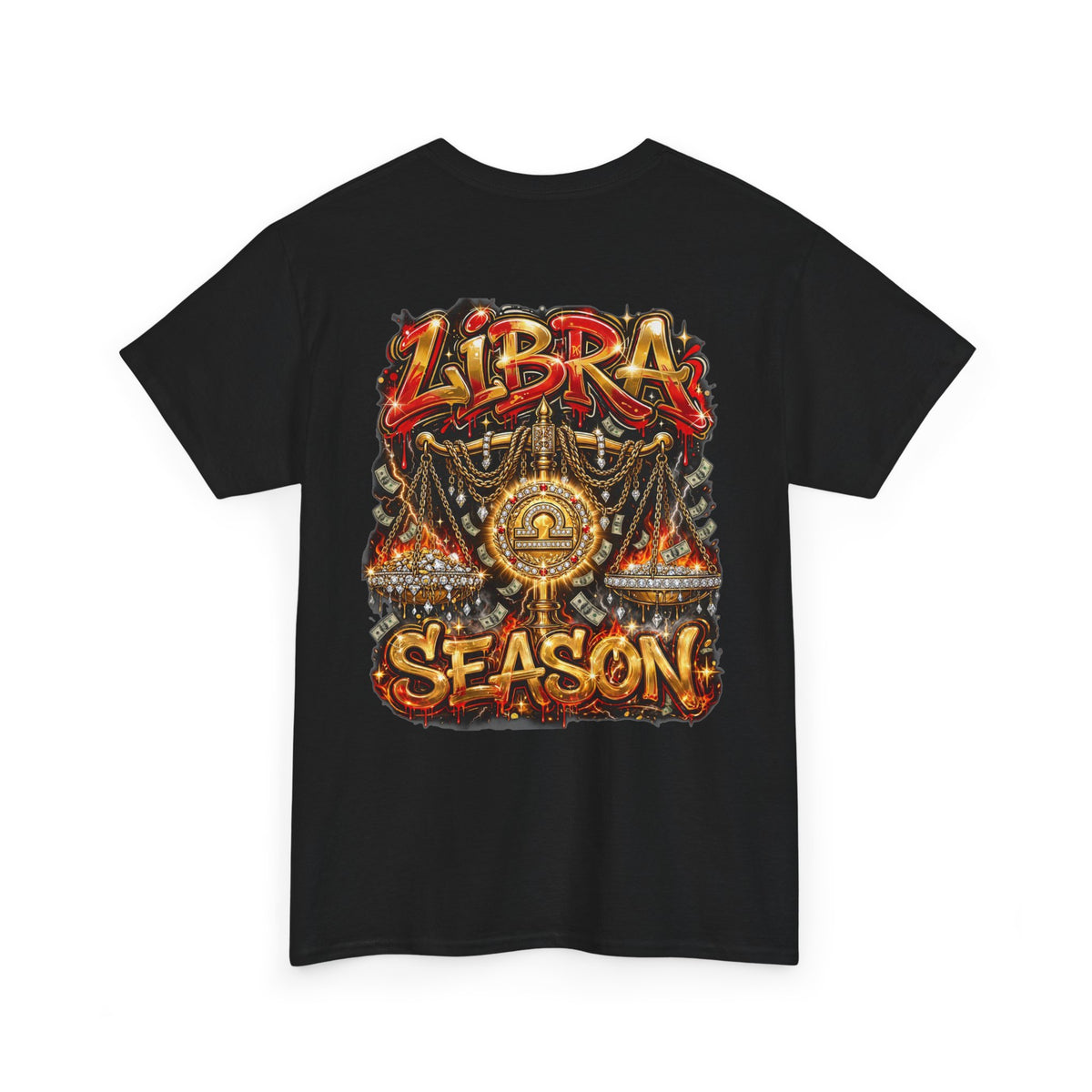 Libra Season T-Shirt — Astrology Scales Graphic Tee — graphic t-shirt, back view