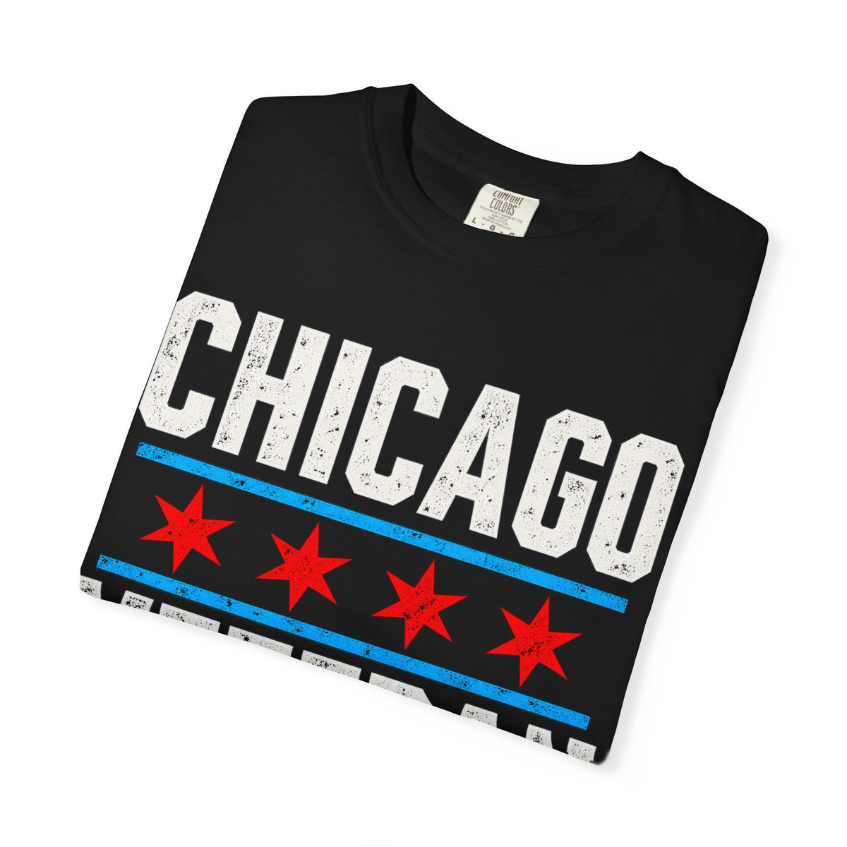 Chicago Veteran — Never Fold | Bold Front Garment-Dyed Tee