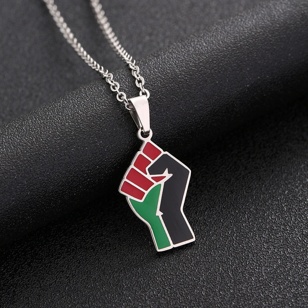 Raised Fist — Stainless Steel Pendant Necklace