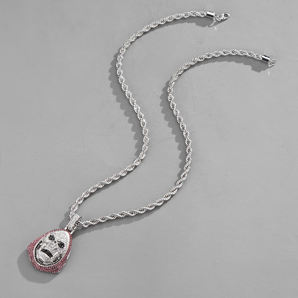Iced-Out Skull Pendant Necklace — Hip-Hop Crystal Skull