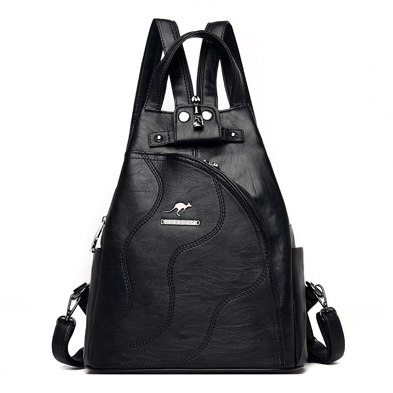 Women Leather Backpacks Zipper Female Chest Bag Travel Back Pack Ladies Bagpack