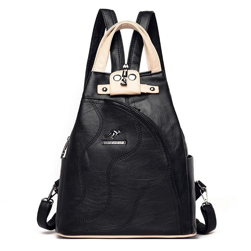 Women Leather Backpacks Zipper Female Chest Bag Travel Back Pack Ladies Bagpack