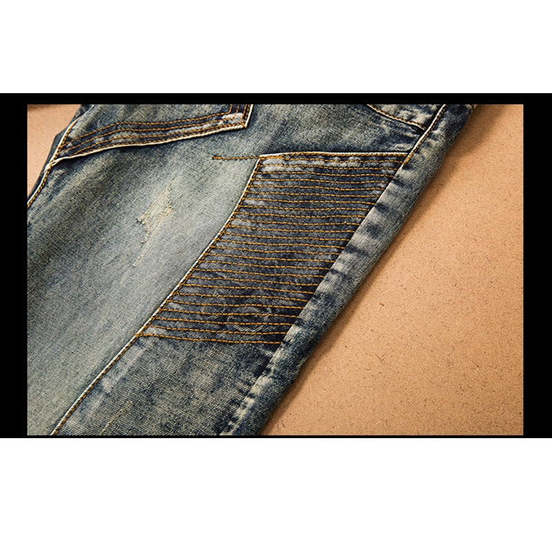 Men Jeans Pants Splicing Jean Denim