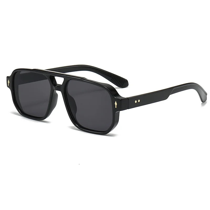 Retro Double-Bridge Square Sunglasses