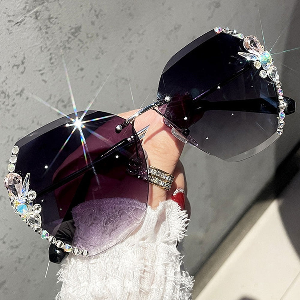 Stardust — Rhinestone Rimless Sunglasses — rimless sunglasses, alternate view