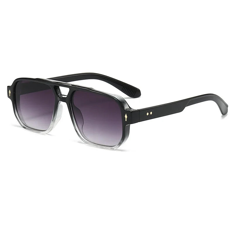 Retro Double-Bridge Square Sunglasses