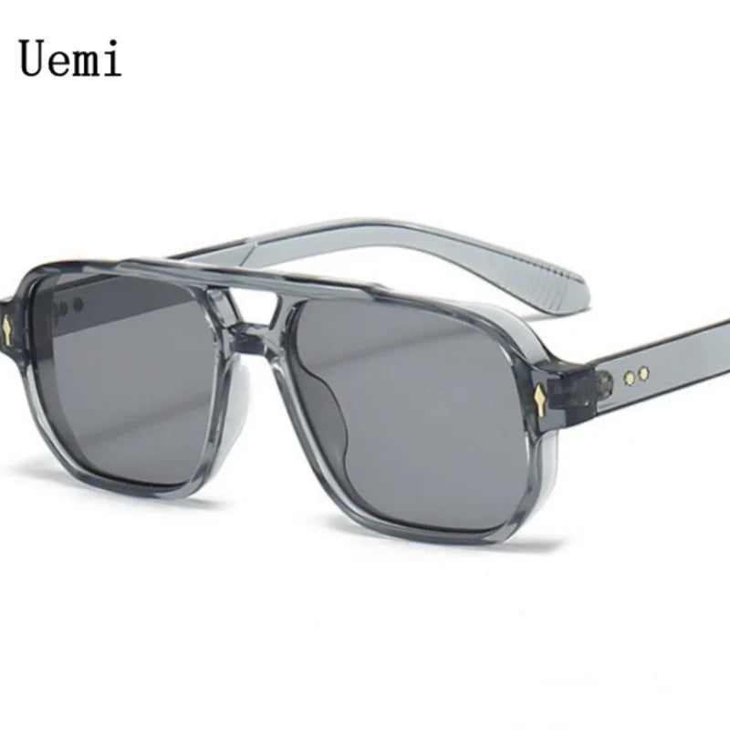 Retro Double-Bridge Square Sunglasses