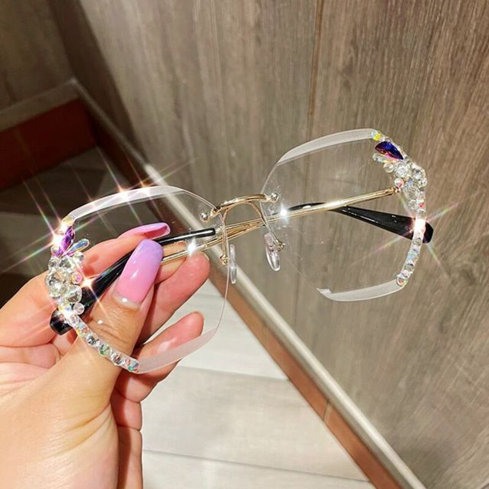 Stardust — Rhinestone Rimless Sunglasses — rimless sunglasses, alternate view