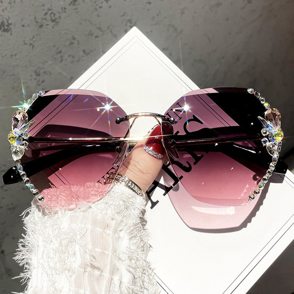 Stardust — Rhinestone Rimless Sunglasses — rimless sunglasses, alternate view