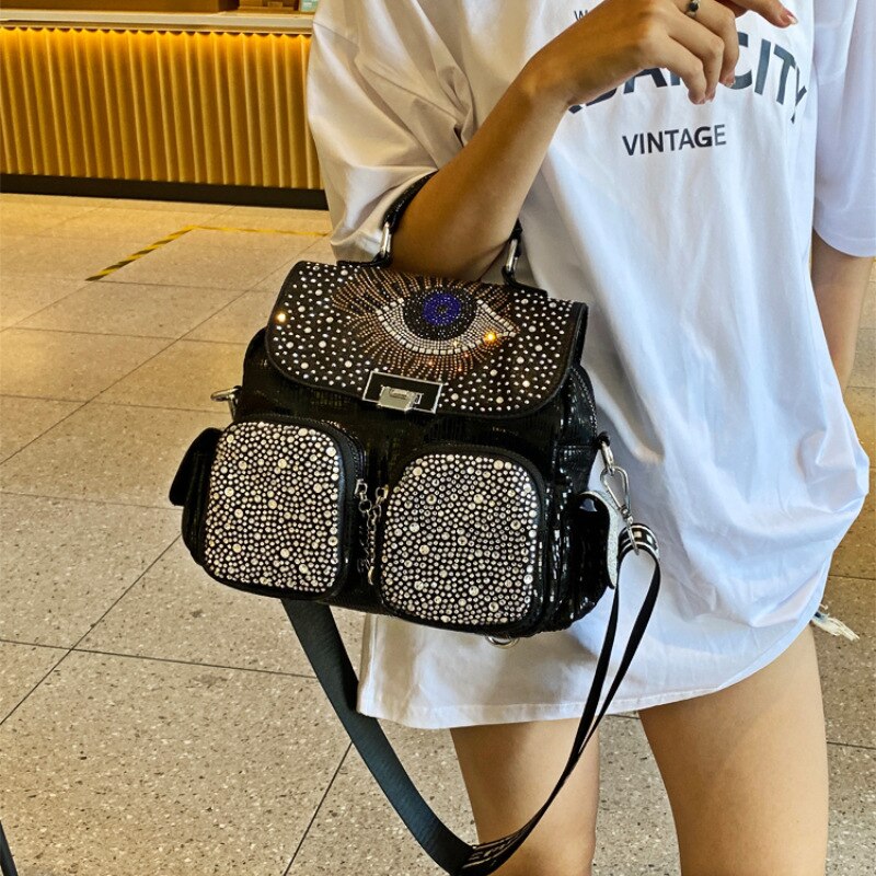 Fashion Women Backpack Big Capacity Shoulder Bag Travel Diamond PU Leather Backpacks Girls School Bag New Luxury Brand Mochilas
