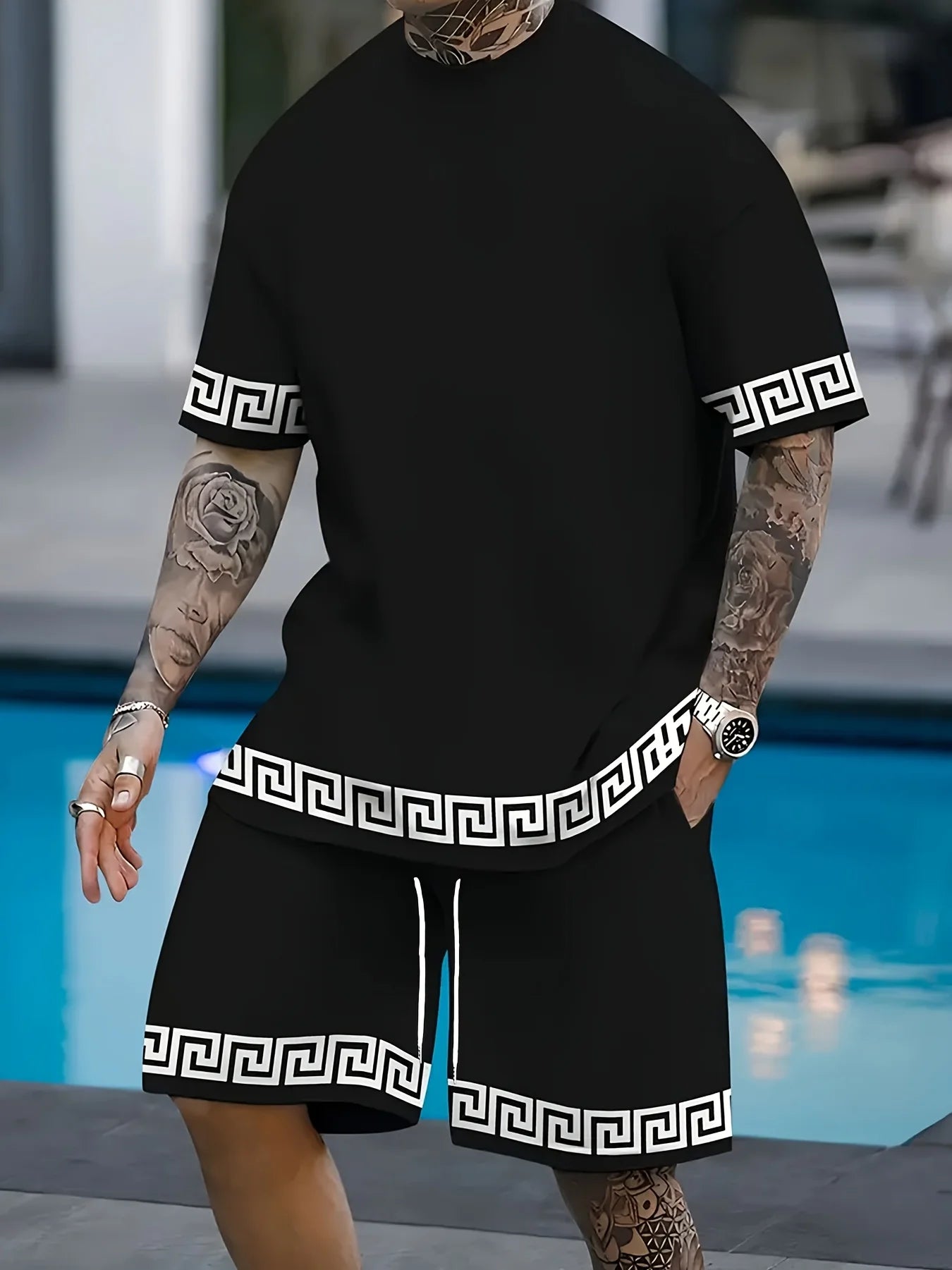 2025 Summer new men's set 3D printed men's short sleeve shorts Set Summer Casual Everyday Men's T-shirt Outdoor sports men's bea
