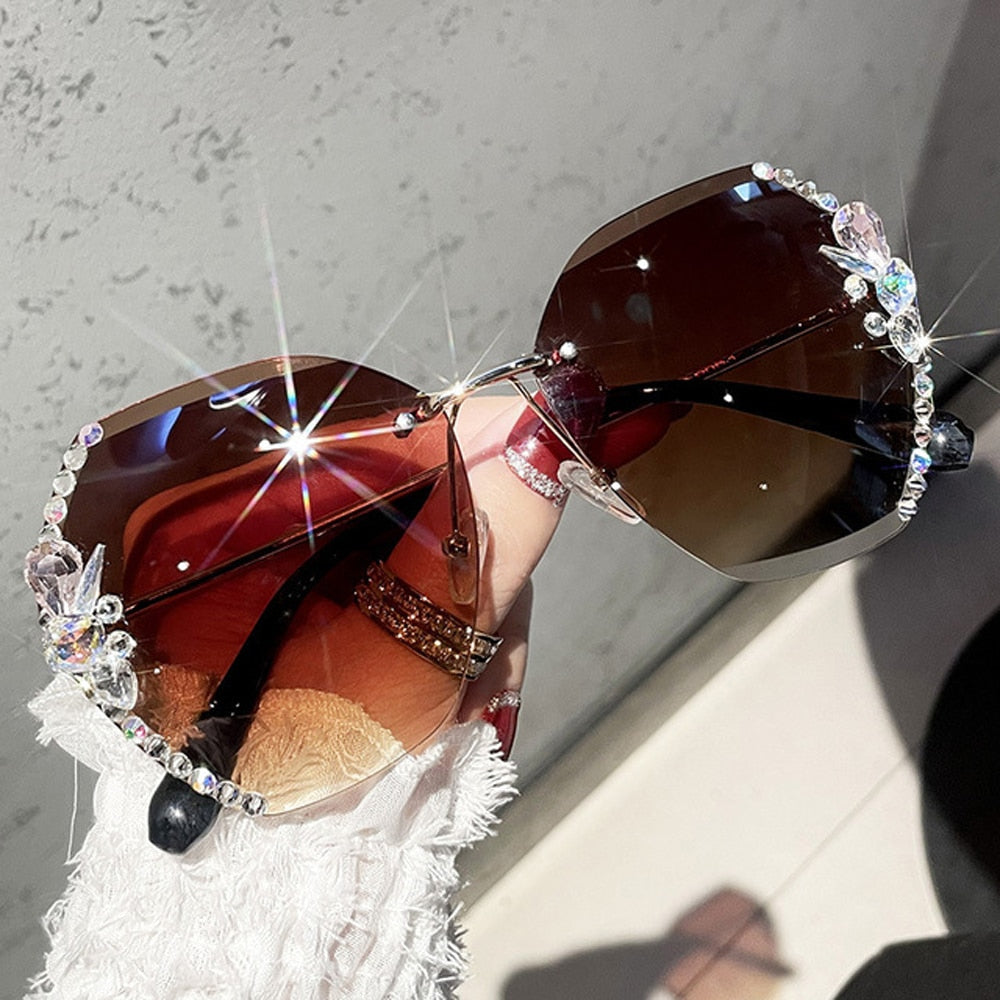 Stardust — Rhinestone Rimless Sunglasses — rimless sunglasses, alternate view