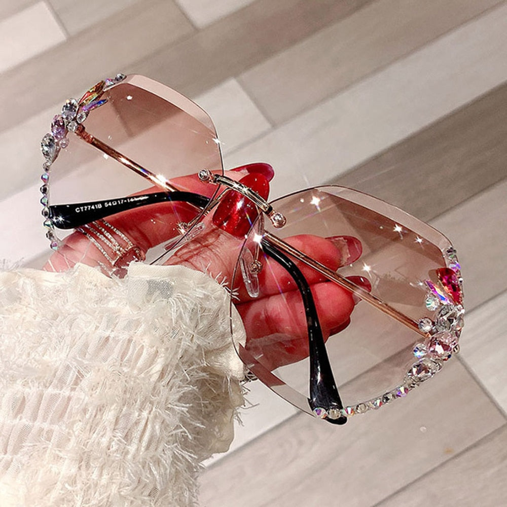Stardust — Rhinestone Rimless Sunglasses — rimless sunglasses, alternate view