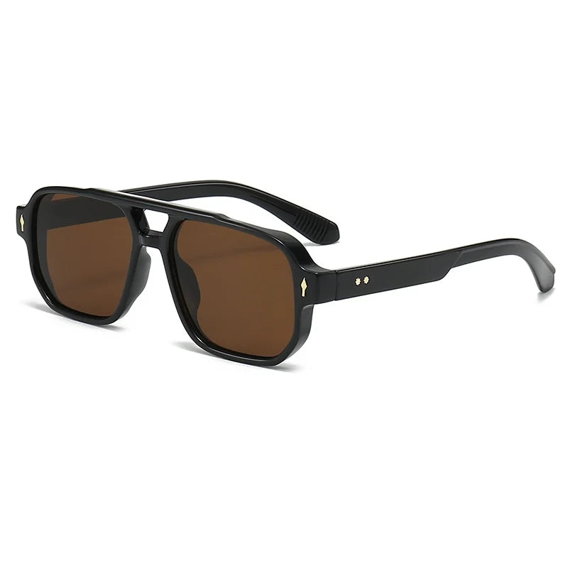 Retro Double-Bridge Square Sunglasses