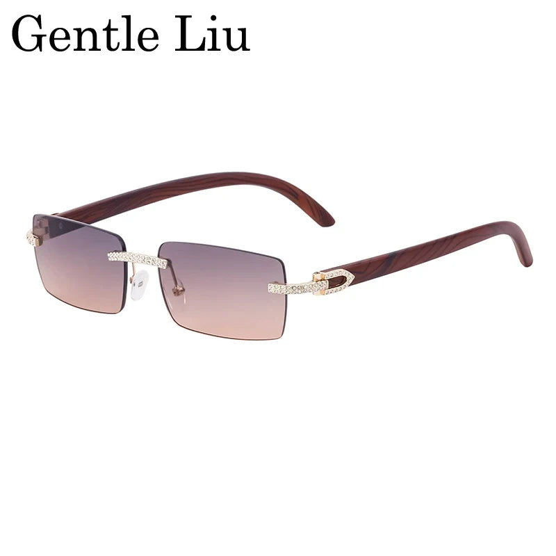 Outlaw — Y2K Rectangle Rimless Sunglasses — rimless sunglasses, alternate view