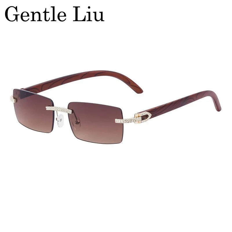 Outlaw — Y2K Rectangle Rimless Sunglasses — rimless sunglasses, alternate view