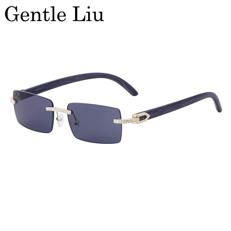 Outlaw — Y2K Rectangle Rimless Sunglasses — rimless sunglasses, alternate view