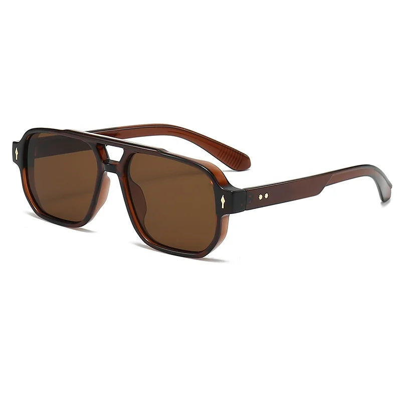Retro Double-Bridge Square Sunglasses