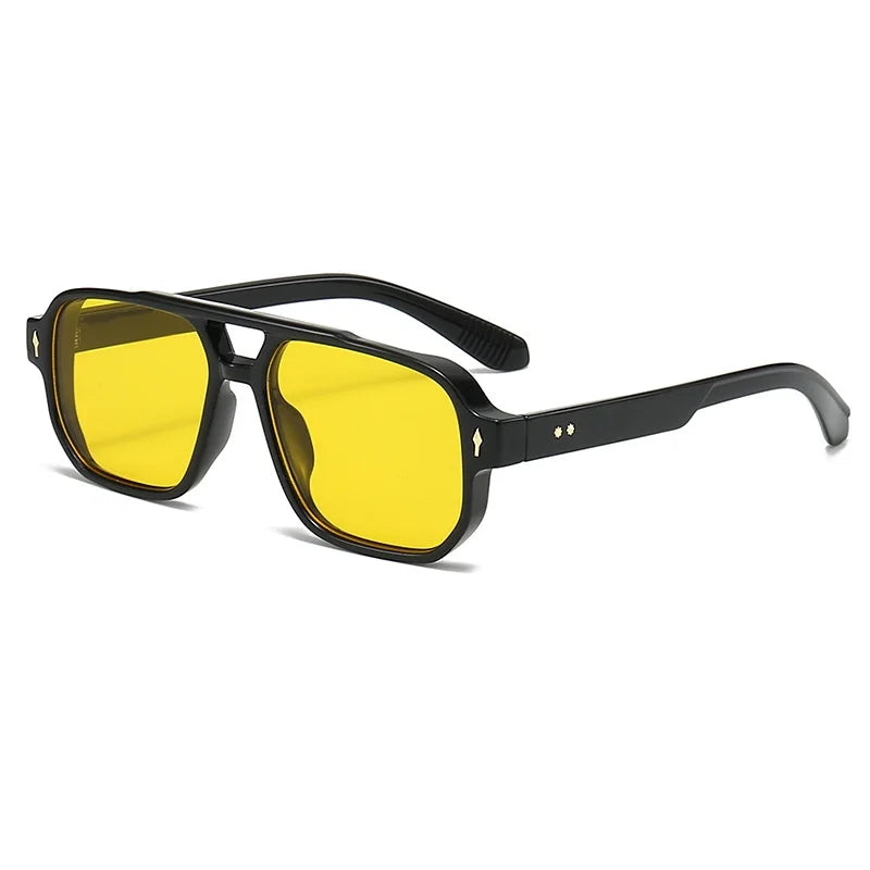 Retro Double-Bridge Square Sunglasses