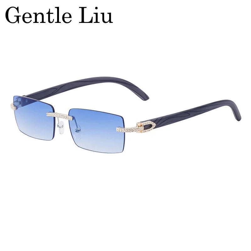 Outlaw — Y2K Rectangle Rimless Sunglasses — rimless sunglasses, alternate view