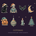 Gothmas Vintage Postcard PNG Bundle — 8 Elements (Digital Download)