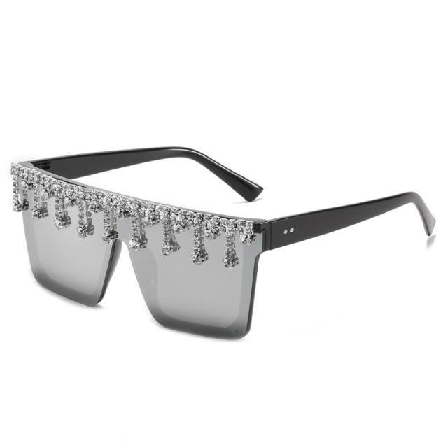 Majesty — Oversized Rhinestone Sunglasses — oversized sunglasses, alternate view