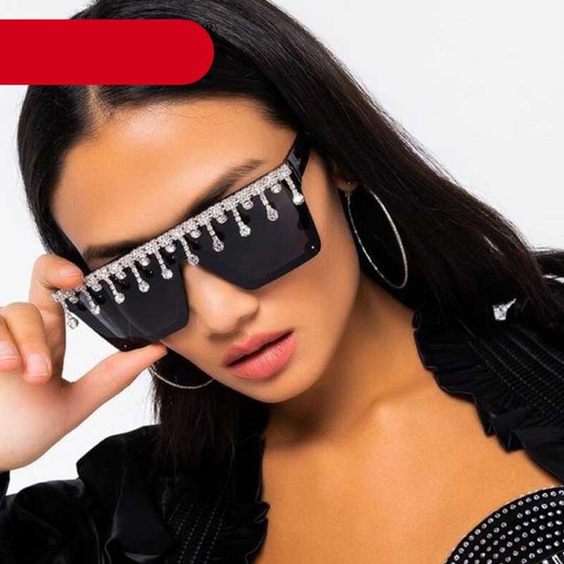 Majesty — Oversized Rhinestone Sunglasses — oversized sunglasses, product photo