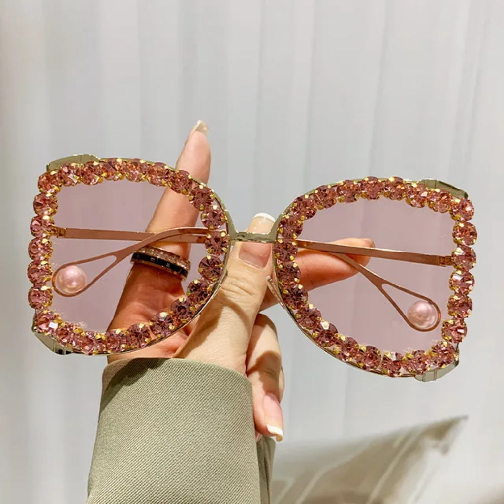 Luxury Large Frame Crystal Rhinestone Sunglasses