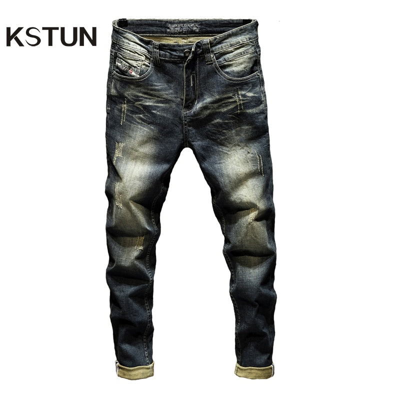 Jeans Mens Denim Pants Slim Fit Retro Stretch 2021 Spring and Autumn Trousers for Man Streetwear Moto Biker Jeans High Quality