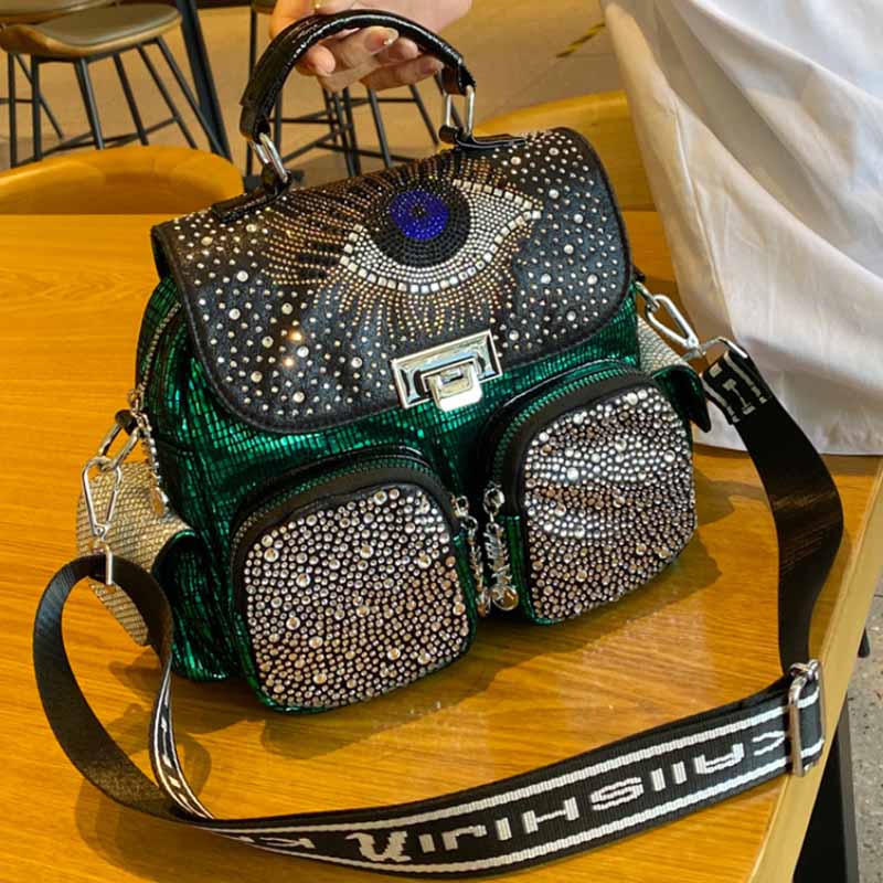 Fashion Women Backpack Big Capacity Shoulder Bag Travel Diamond PU Leather Backpacks Girls School Bag New Luxury Brand Mochilas